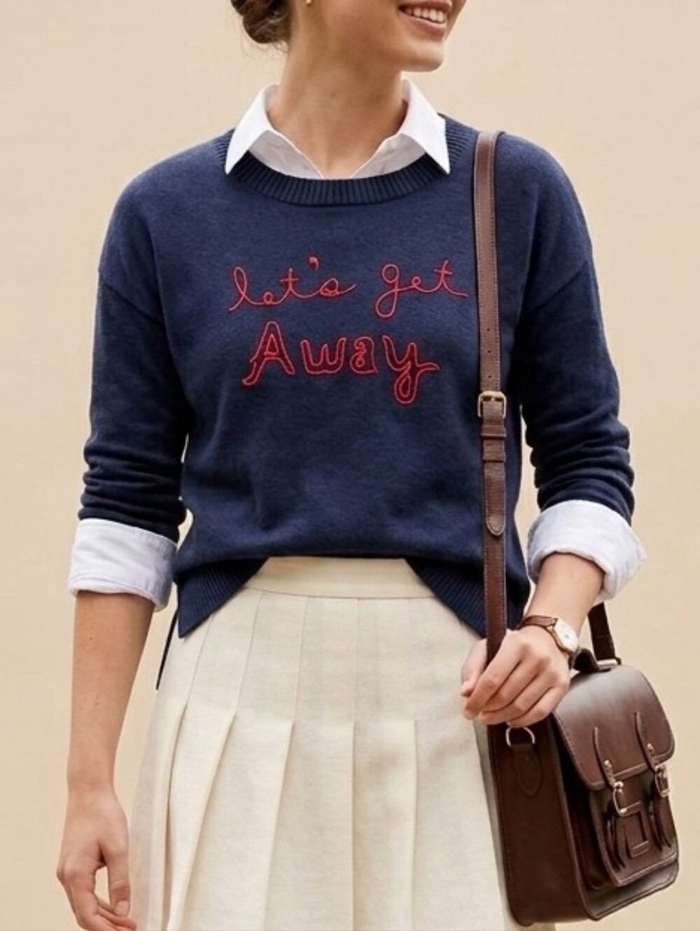 Gap 'Let's Get Away' Embroidered Graphic Sweater 100% Cotton Lightweight
